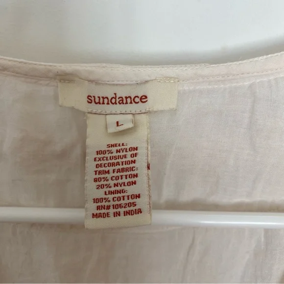 Sundance Cream Floral Embroidered Blouse Lined Tassle - Picture 2 of 12